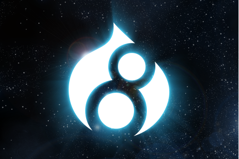 Drupal 8 logo in outer space